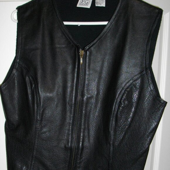 Field Gear Tops - Women's black leather vest, Field Gear brand, medium